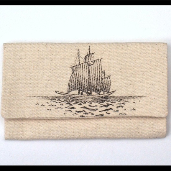 Nautical wallet trifold ship on sea men's for him - Picture 1 of 5
